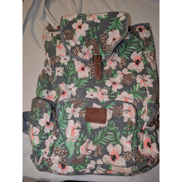 Victoria's Secret Pink WILD TROPICAL FLORAL Pullstring Backpack See Description - Picture 1 of 7
